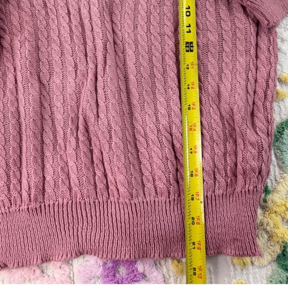 Peggy's vtg Pink Cable Knit Short Sleeve Sweater Top Size S - Picture 4 of 8